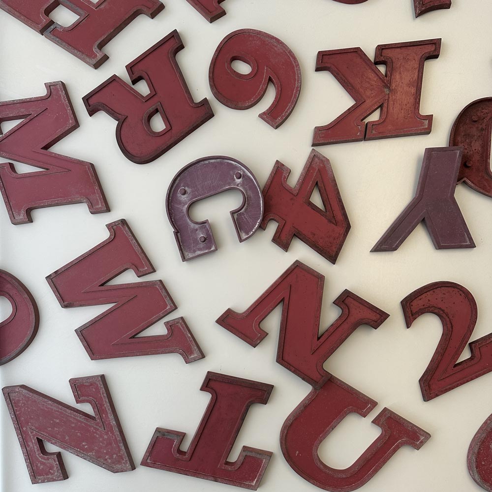 2 - 9 Inch Red Italic Metal Number
