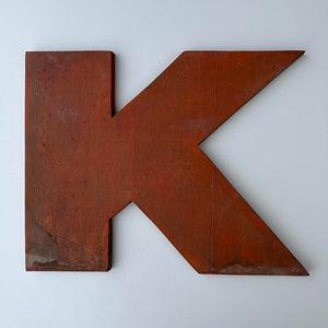 K - 9 Inch Wooden Factory Shop Letter