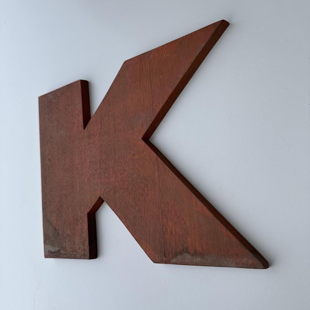 K - 9 Inch Wooden Factory Shop Letter
