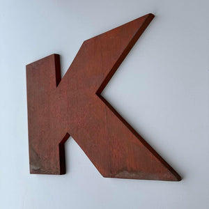 K - 9 Inch Wooden Factory Shop Letter