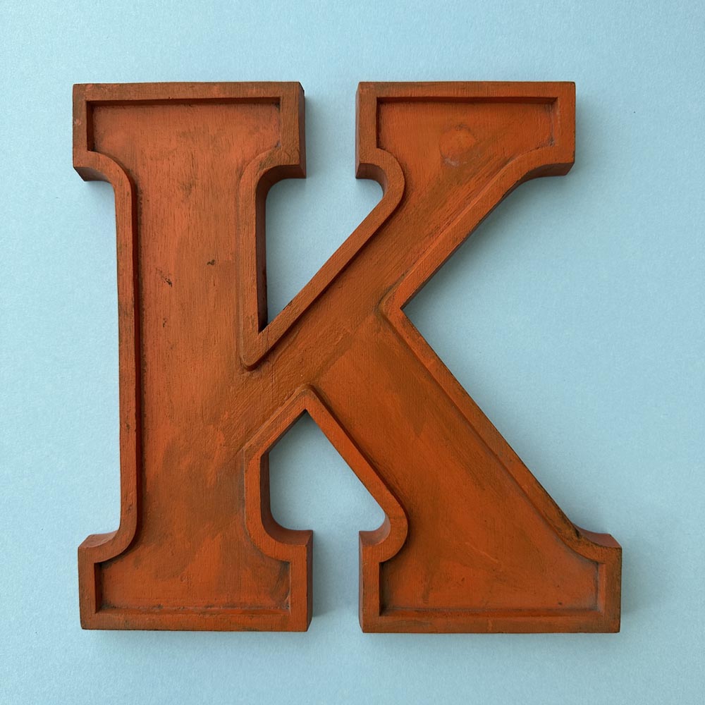 K - 10 Inch Wooden Factory Shop Letter