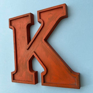 K - 10 Inch Wooden Factory Shop Letter