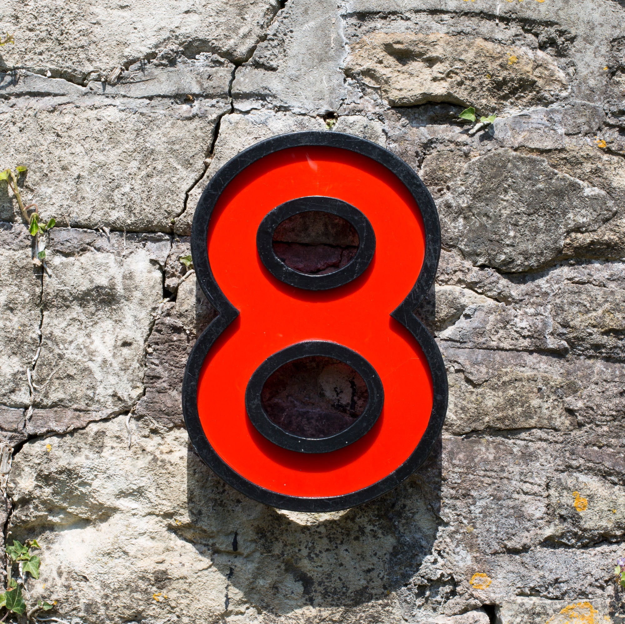 Large Vintage Cinema Numbers Midcentury Red/Black